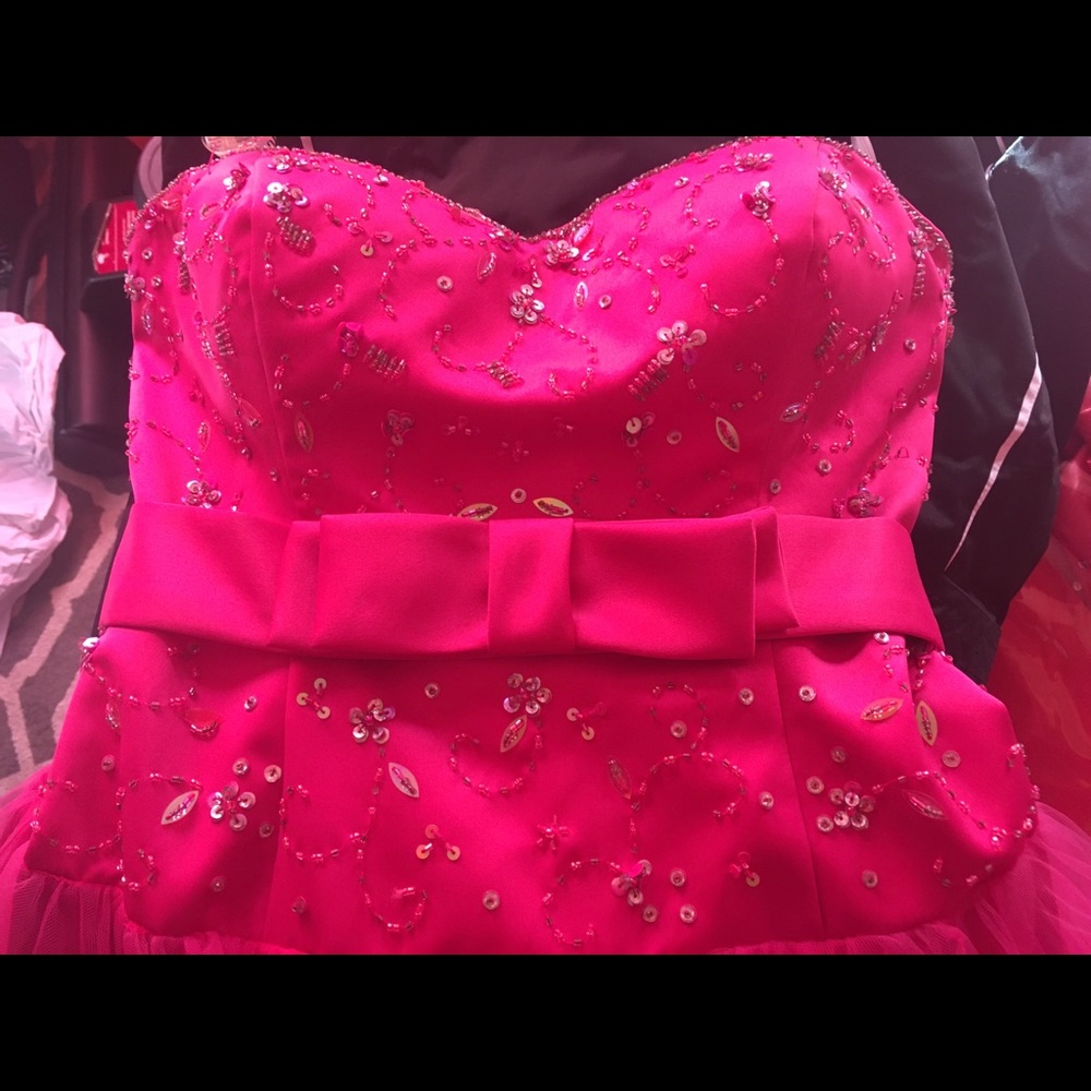 Pink strapless prom dress